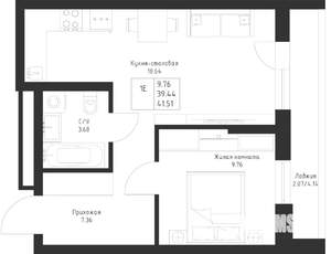 1-к квартира, вторичка, 42м2, 8/23 этаж
