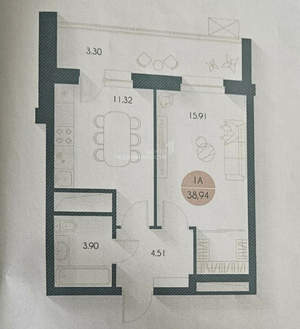 1-к квартира, вторичка, 39м2, 2/17 этаж