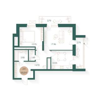 2-к квартира, вторичка, 67м2, 7/24 этаж