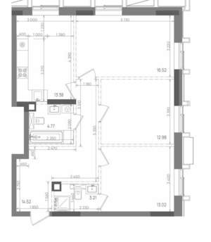 3-к квартира, строящийся дом, 78м2, 19/22 этаж