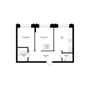 2-к квартира, вторичка, 53м2, 6/25 этаж