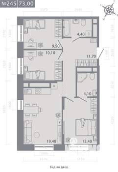 3-к квартира, вторичка, 73м2, 19/23 этаж