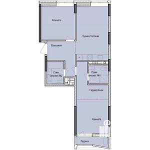 2-к квартира, строящийся дом, 67м2, 7/23 этаж