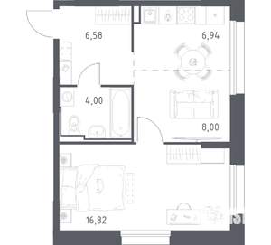 1-к квартира, вторичка, 42м2, 6/23 этаж
