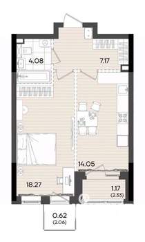 1-к квартира, вторичка, 45м2, 6/23 этаж