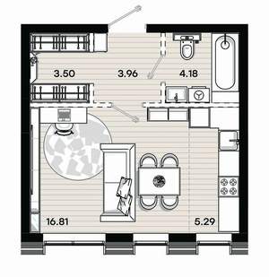 Студия квартира, вторичка, 34м2, 2/20 этаж