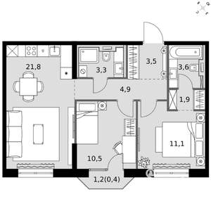 2-к квартира, вторичка, 61м2, 4/20 этаж