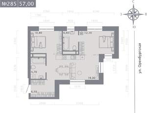 2-к квартира, вторичка, 57м2, 2/25 этаж