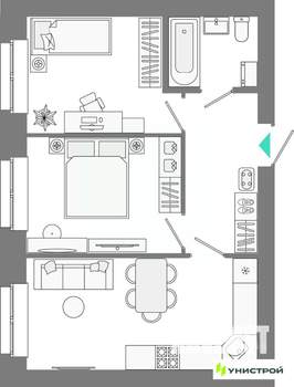 2-к квартира, вторичка, 48м2, 6/10 этаж