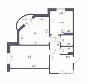 2-к квартира, вторичка, 64м2, 10/16 этаж