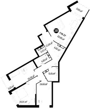 3-к квартира, вторичка, 119м2, 19/25 этаж