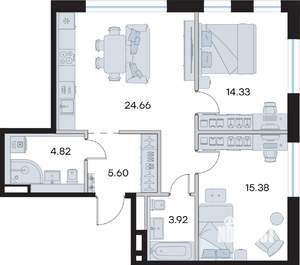 2-к квартира, вторичка, 69м2, 4/8 этаж