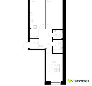 2-к квартира, вторичка, 68м2, 2/7 этаж