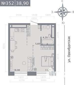 1-к квартира, вторичка, 39м2, 4/25 этаж