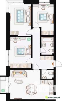 3-к квартира, вторичка, 84м2, 14/20 этаж