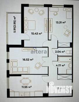 3-к квартира, вторичка, 82м2, 16/19 этаж