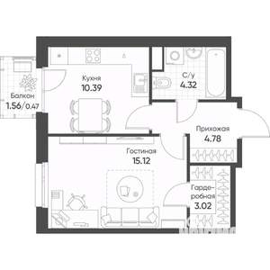 1-к квартира, строящийся дом, 38м2, 18/18 этаж