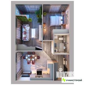 2-к квартира, вторичка, 53м2, 1/10 этаж