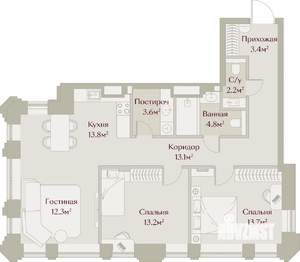3-к квартира, вторичка, 80м2, 6/8 этаж