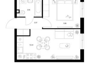 1-к квартира, вторичка, 34м2, 12/24 этаж