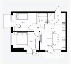 2-к квартира, вторичка, 51м2, 4/12 этаж