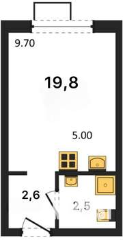 Студия квартира, строящийся дом, 20м2, 15/17 этаж