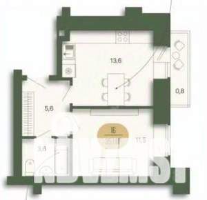 1-к квартира, вторичка, 35м2, 1/9 этаж