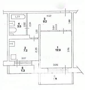 1-к квартира, вторичка, 33м2, 5/9 этаж