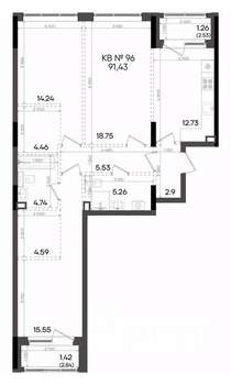 3-к квартира, вторичка, 91м2, 9/9 этаж