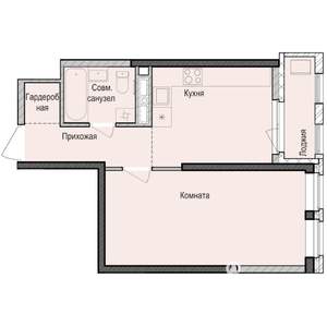 1-к квартира, строящийся дом, 41м2, 15/23 этаж