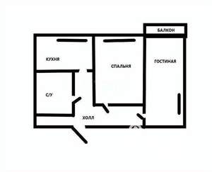 2-к квартира, вторичка, 45м2, 3/5 этаж