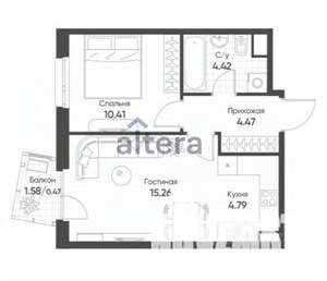 1-к квартира, вторичка, 40м2, 4/19 этаж