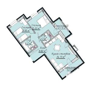 3-к квартира, строящийся дом, 71м2, 6/7 этаж