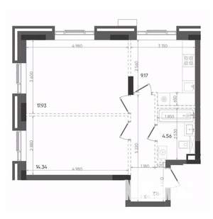 2-к квартира, вторичка, 53м2, 14/22 этаж