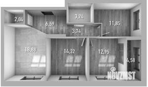 3-к квартира, вторичка, 79м2, 4/19 этаж