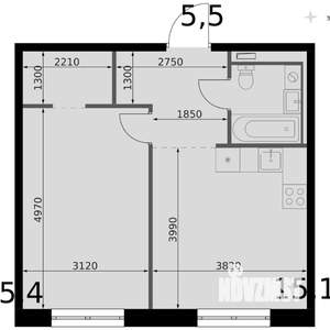 1-к квартира, вторичка, 42м2, 6/14 этаж