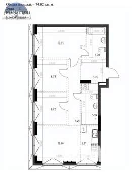 3-к квартира, вторичка, 74м2, 11/12 этаж