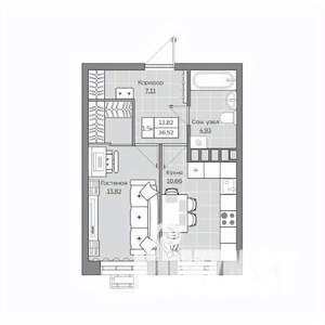 1-к квартира, вторичка, 37м2, 14/19 этаж