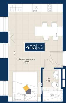 1-к квартира, вторичка, 26м2, 4/5 этаж