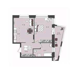 2-к квартира, вторичка, 59м2, 17/22 этаж