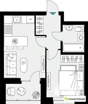 1-к квартира, вторичка, 36м2, 9/18 этаж