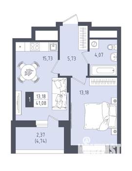 1-к квартира, вторичка, 41м2, 13/22 этаж
