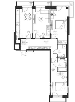 3-к квартира, вторичка, 86м2, 5/25 этаж