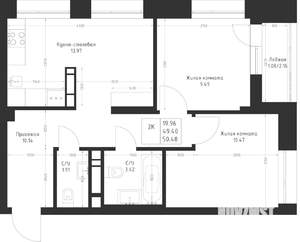 2-к квартира, вторичка, 50м2, 12/23 этаж