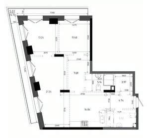 2-к квартира, вторичка, 92м2, 3/19 этаж