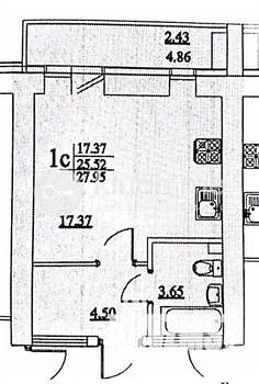 Студия квартира, вторичка, 30м2, 6/10 этаж