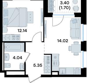1-к квартира, вторичка, 37м2, 4/11 этаж