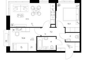 2-к квартира, вторичка, 51м2, 6/26 этаж