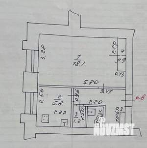 1-к квартира, вторичка, 33м2, 6/9 этаж