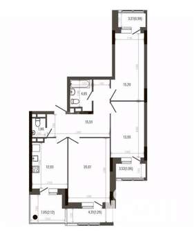 3-к квартира, вторичка, 90м2, 1/7 этаж